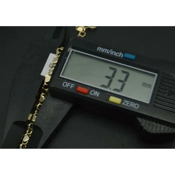 10k Yellow Solid Gold Mirrored Heart Link Chain Charm Bracelet 9